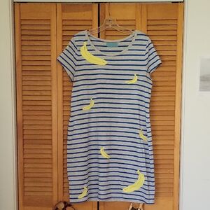 Embroidered Banana Print Dress